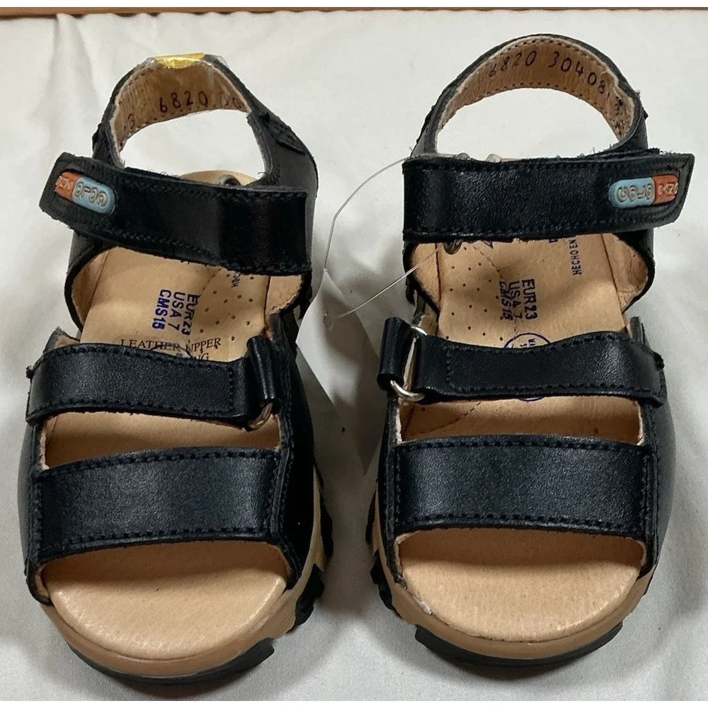 Coloso Magic Step Kids Leather Sandals Size 7 EUR 23 Black Made in Mexico New